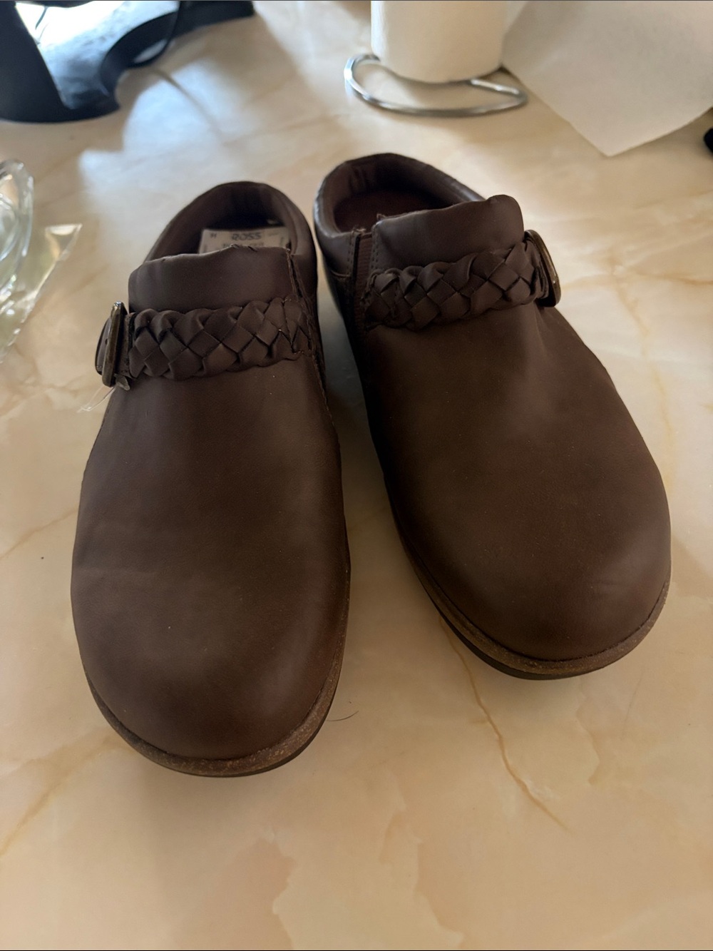 BareTraps Brown Slip-On Loafers with Buckle Accent